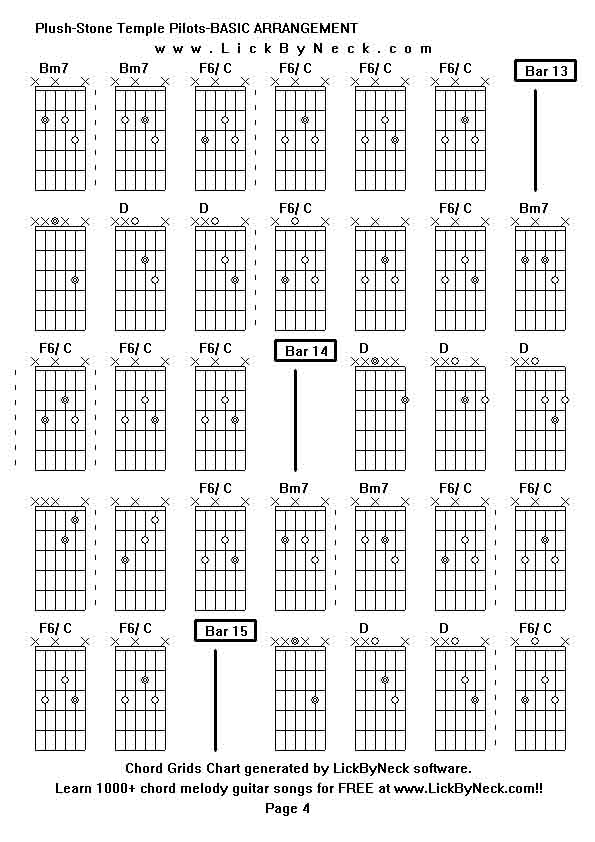 Chord Grids Chart of chord melody fingerstyle guitar song-Plush-Stone Temple Pilots-BASIC ARRANGEMENT,generated by LickByNeck software.